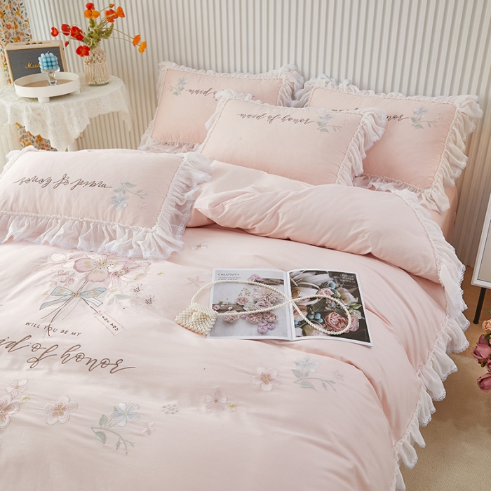 91家纺网 家纺一手货源 找家纺 （总）亲亲公主新款全棉韩版公主风四件套-美丽邂逅