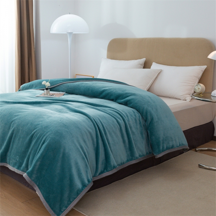 91家纺网 家纺一手货源 找家纺 （总）兰紫橙家纺 2025新款纯色云貂绒360克包边毛毯