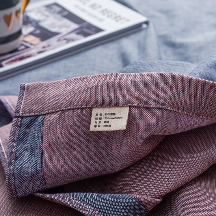 91家纺网 家纺一手货源 找家纺 朴尔 2022年跑量款双层全棉纱布毛巾被 纯真-蓝粉