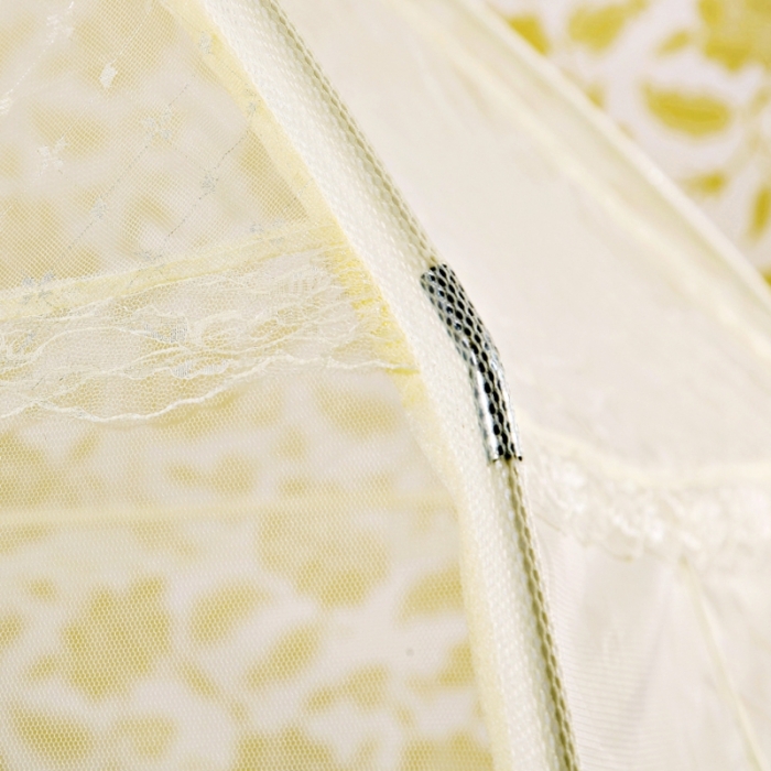 91家纺网 家纺一手货源 找家纺 迷仙巢2022三开门蒙古包蚊帐A13系列爱到永久A13米黄