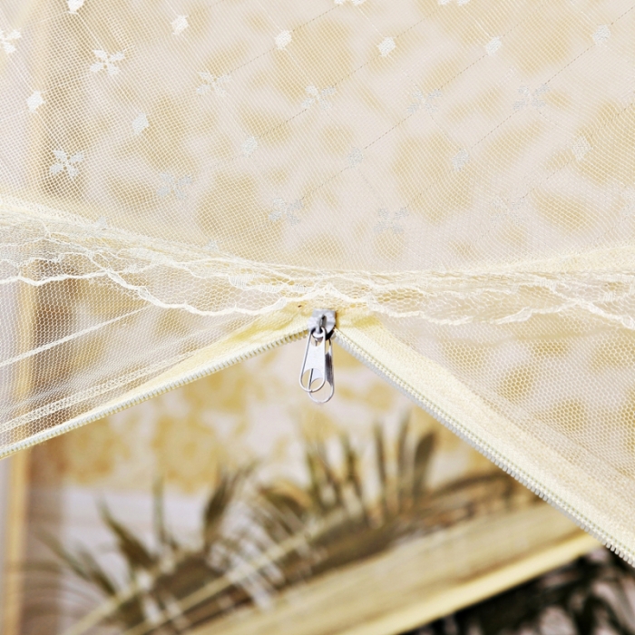 91家纺网 家纺一手货源 找家纺 迷仙巢2022三开门蒙古包蚊帐A13系列爱到永久A13米黄