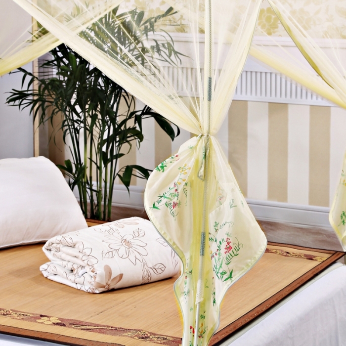 91家纺网 家纺一手货源 找家纺 迷仙巢2022三开门蒙古包蚊帐A13系列爱到永久A13米黄