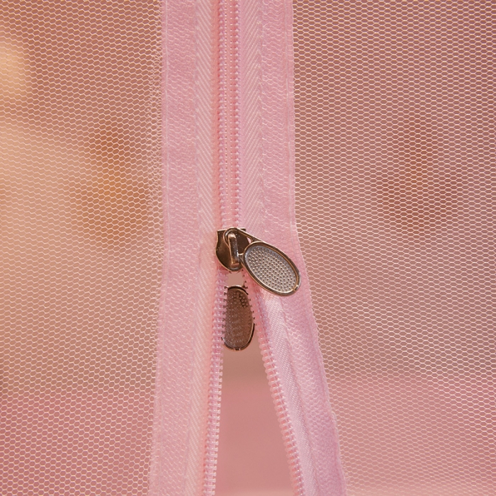 91家纺网 家纺一手货源 找家纺 迷仙巢2022新款三开门坐床蚊帐B09逝水流年粉红