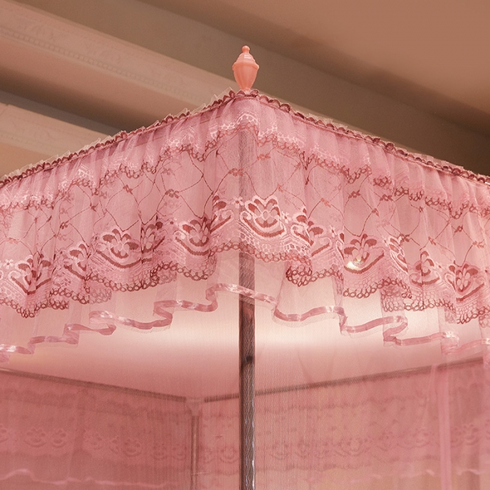 91家纺网 家纺一手货源 找家纺 迷仙巢2022新款三开门坐床蚊帐B09逝水流年粉红