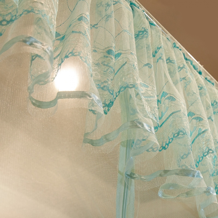 91家纺网 家纺一手货源 找家纺 迷仙巢2022新款三开门坐床蚊帐B09逝水流年兰色