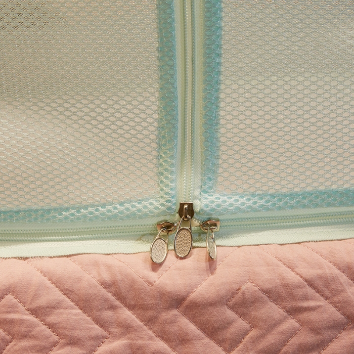 91家纺网 家纺一手货源 找家纺 迷仙巢2022新款三开门坐床蚊帐B09逝水流年兰色