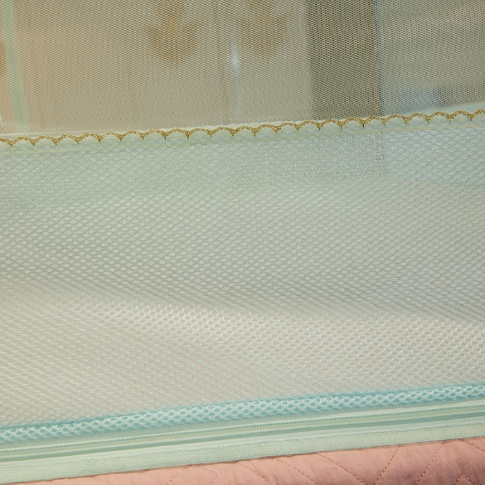 91家纺网 家纺一手货源 找家纺 迷仙巢2022新款三开门坐床蚊帐B09逝水流年兰色