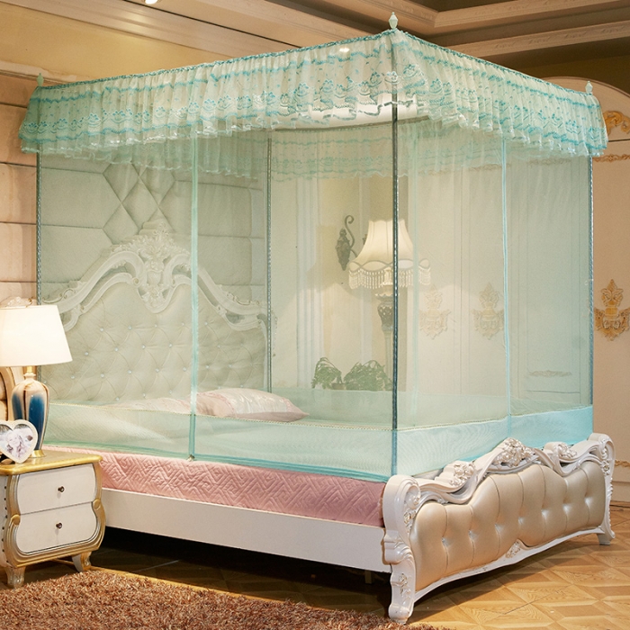 91家纺网 家纺一手货源 找家纺 迷仙巢2022新款三开门坐床蚊帐B09逝水流年兰色