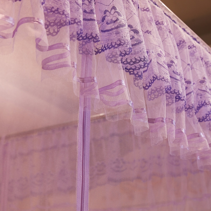 91家纺网 家纺一手货源 找家纺 迷仙巢2022新款三开门坐床蚊帐B09逝水流年紫色