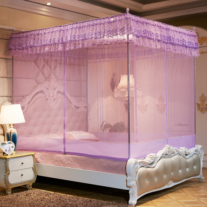 91家纺网 家纺一手货源 找家纺 迷仙巢2022新款三开门坐床蚊帐B09逝水流年紫色
