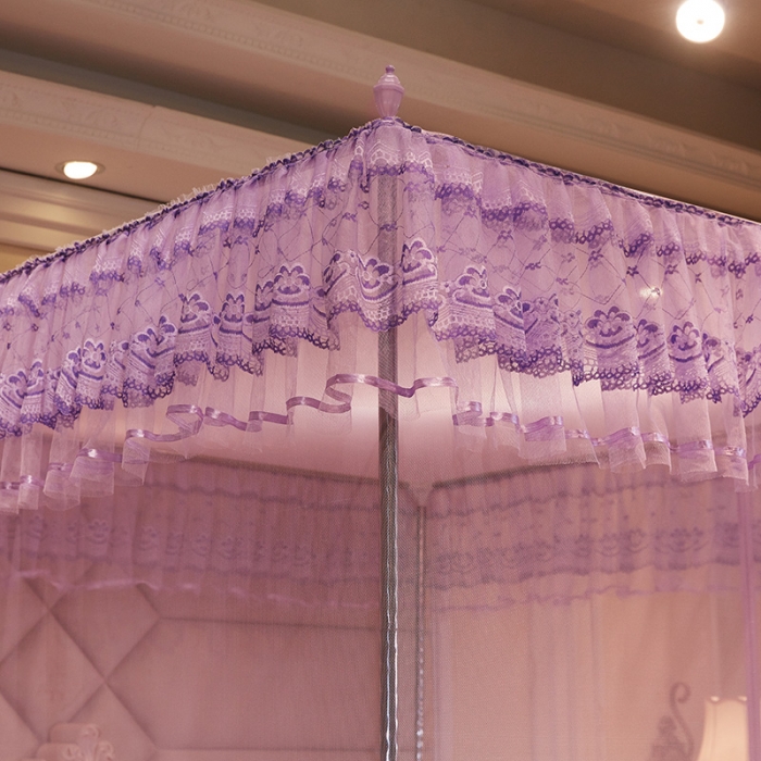 91家纺网 家纺一手货源 找家纺 迷仙巢2022新款三开门坐床蚊帐B09逝水流年紫色