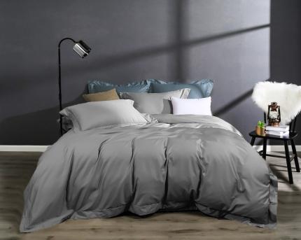 91家纺网 家纺一手货源 找家纺 嘉悦50*50S纯色埋绳全棉匹马棉长绒棉四件套常年备货 浅灰色