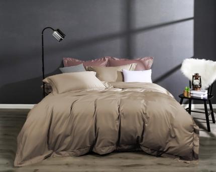 91家纺网 家纺一手货源 找家纺 嘉悦50*50S纯色埋绳全棉匹马棉长绒棉四件套常年备货 浅香槟