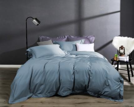 91家纺网 家纺一手货源 找家纺 嘉悦50*50S纯色埋绳全棉匹马棉长绒棉四件套常年备货 月光蓝