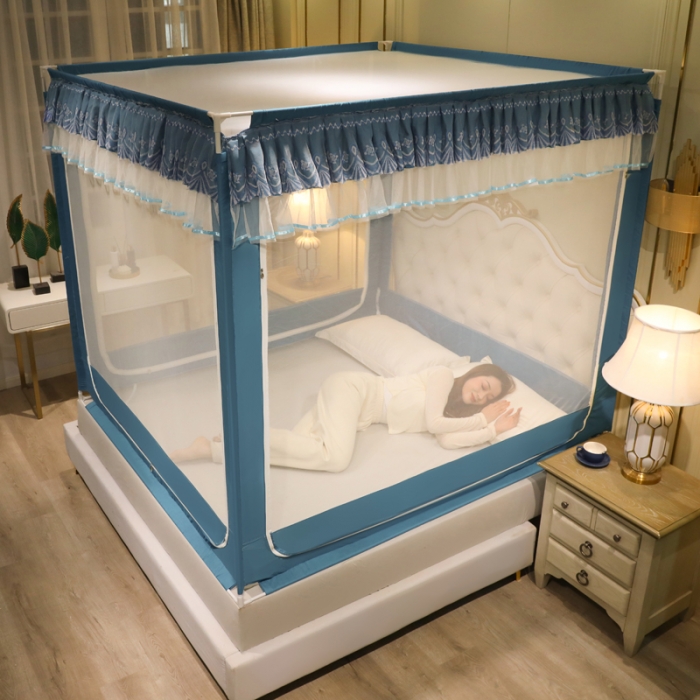 91家纺网 家纺一手货源 找家纺 迷仙巢 2022新款三开门坐床蚊帐-B20相思 相思-宾利兰