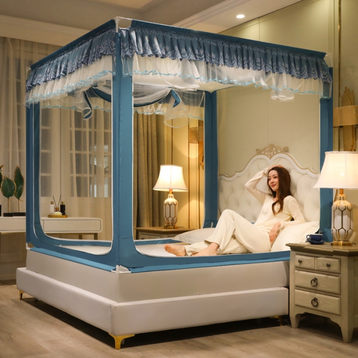 91家纺网 家纺一手货源 找家纺 迷仙巢 2022新款三开门坐床蚊帐-B20相思 相思-宾利兰