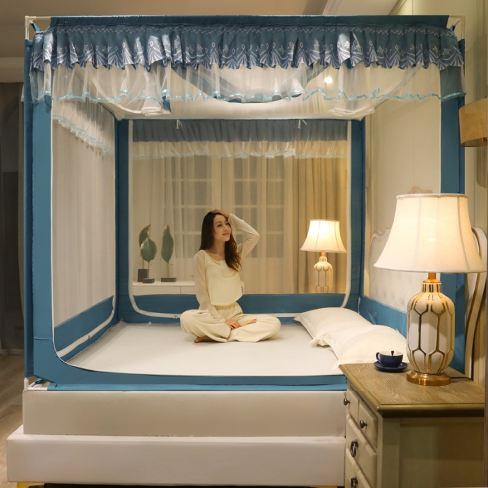 91家纺网 家纺一手货源 找家纺 迷仙巢 2022新款三开门坐床蚊帐-B20相思 相思-宾利兰