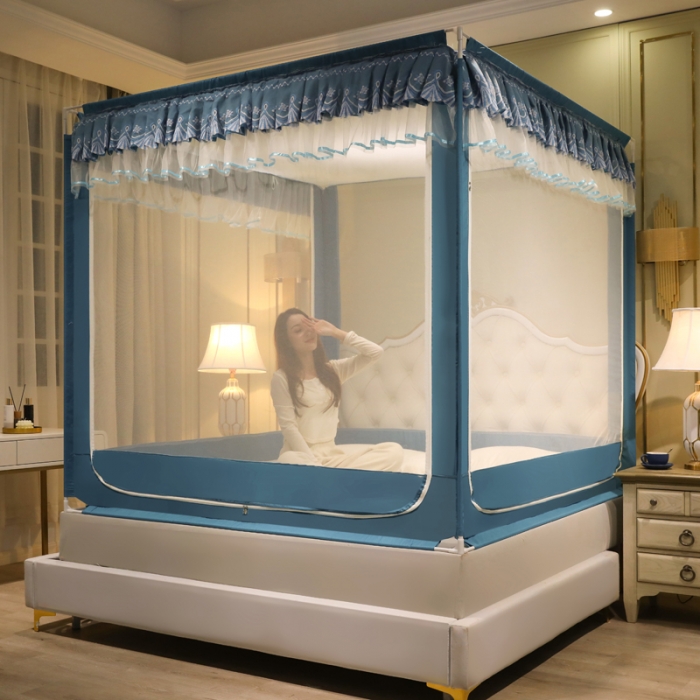 91家纺网 家纺一手货源 找家纺 迷仙巢 2022新款三开门坐床蚊帐-B20相思 相思-宾利兰