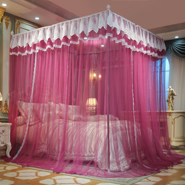 91家纺网 家纺一手货源 找家纺 迷仙巢2022新款三开门落地式蚊帐-A30锦绣 锦绣-豆沙