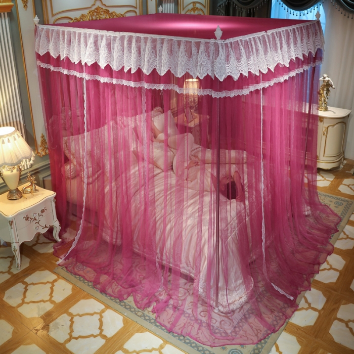 91家纺网 家纺一手货源 找家纺 迷仙巢2022新款三开门落地式蚊帐-A30锦绣 锦绣-豆沙