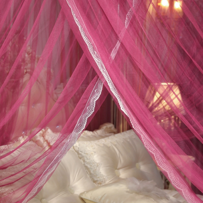 91家纺网 家纺一手货源 找家纺 迷仙巢2022新款三开门落地式蚊帐-A30锦绣 锦绣-豆沙