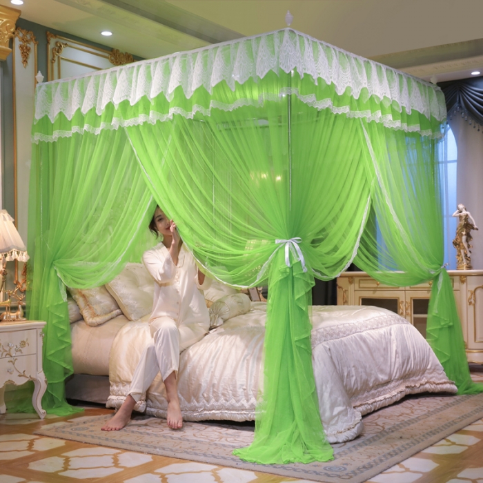 91家纺网 家纺一手货源 找家纺 迷仙巢2022新款三开门落地式蚊帐-A30锦绣 锦绣-果绿