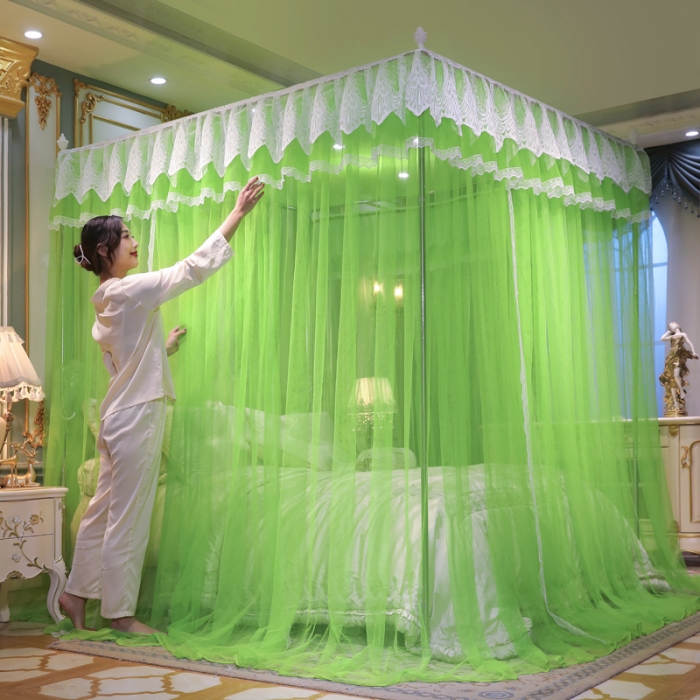 91家纺网 家纺一手货源 找家纺 迷仙巢2022新款三开门落地式蚊帐-A30锦绣 锦绣-果绿