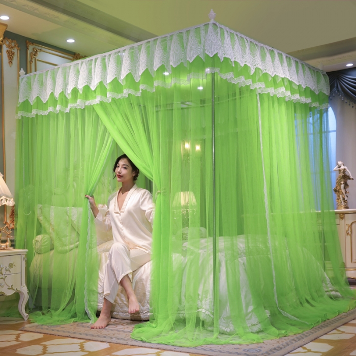 91家纺网 家纺一手货源 找家纺 迷仙巢2022新款三开门落地式蚊帐-A30锦绣 锦绣-果绿