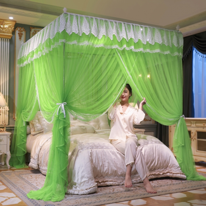 91家纺网 家纺一手货源 找家纺 迷仙巢2022新款三开门落地式蚊帐-A30锦绣 锦绣-果绿