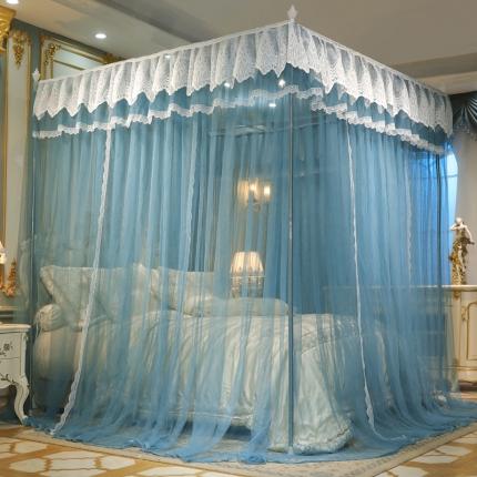 迷仙巢2022新款三开门落地式蚊帐-A30锦绣 锦绣-海藻蓝