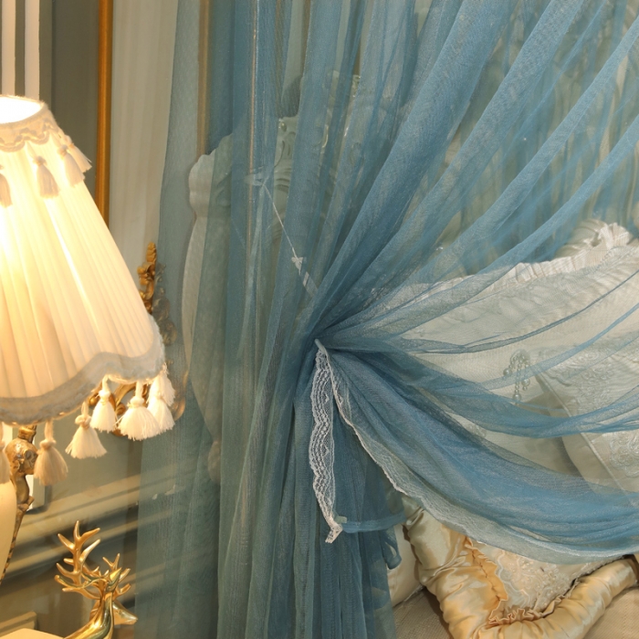 91家纺网 家纺一手货源 找家纺 迷仙巢2022新款三开门落地式蚊帐-A30锦绣 锦绣-海藻蓝