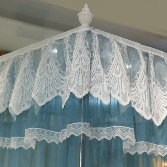 91家纺网 家纺一手货源 找家纺 迷仙巢2022新款三开门落地式蚊帐-A30锦绣 锦绣-海藻蓝