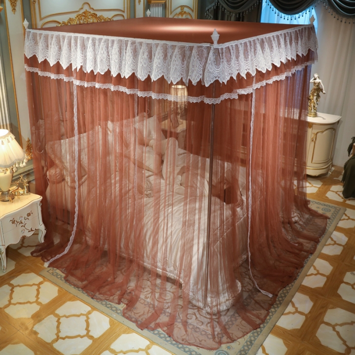 91家纺网 家纺一手货源 找家纺 迷仙巢2022新款三开门落地式蚊帐-A30锦绣 锦绣-咖色