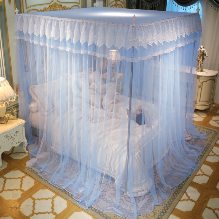 91家纺网 家纺一手货源 找家纺 迷仙巢2022新款三开门落地式蚊帐-A30锦绣 锦绣-天蓝