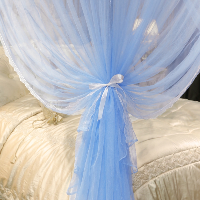 91家纺网 家纺一手货源 找家纺 迷仙巢2022新款三开门落地式蚊帐-A30锦绣 锦绣-天蓝