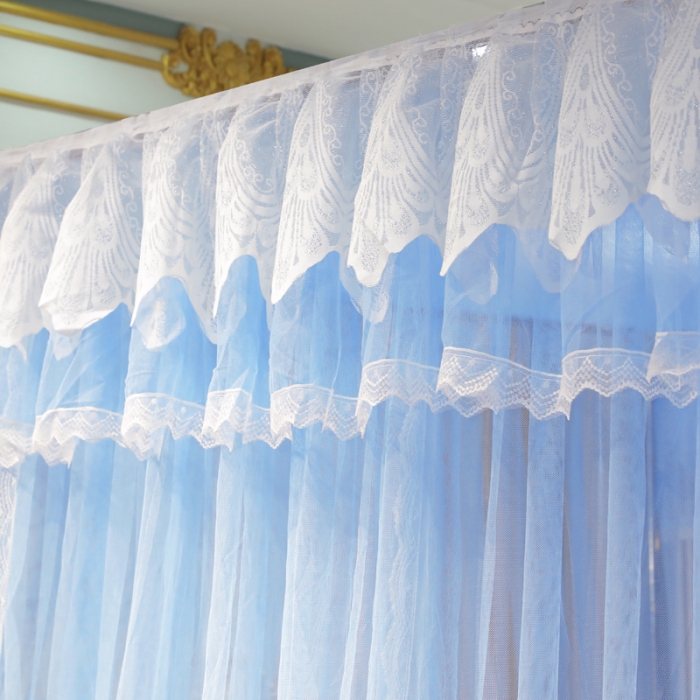 91家纺网 家纺一手货源 找家纺 迷仙巢2022新款三开门落地式蚊帐-A30锦绣 锦绣-天蓝