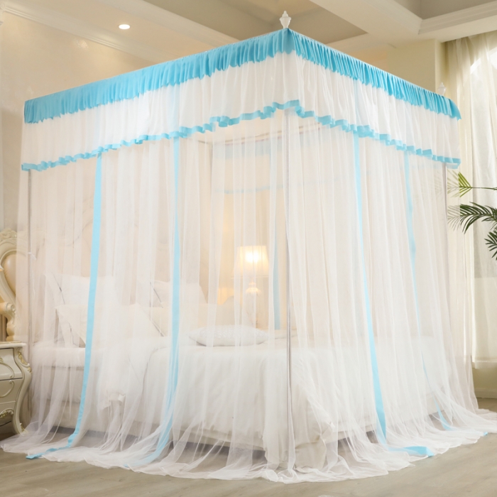 91家纺网 家纺一手货源 找家纺 （总）迷仙巢2022新款三开门落地式防尘顶蚊帐-A20清欢