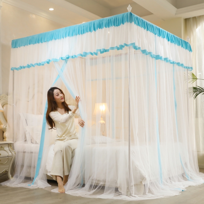 91家纺网 家纺一手货源 找家纺 （总）迷仙巢2022新款三开门落地式防尘顶蚊帐-A20清欢