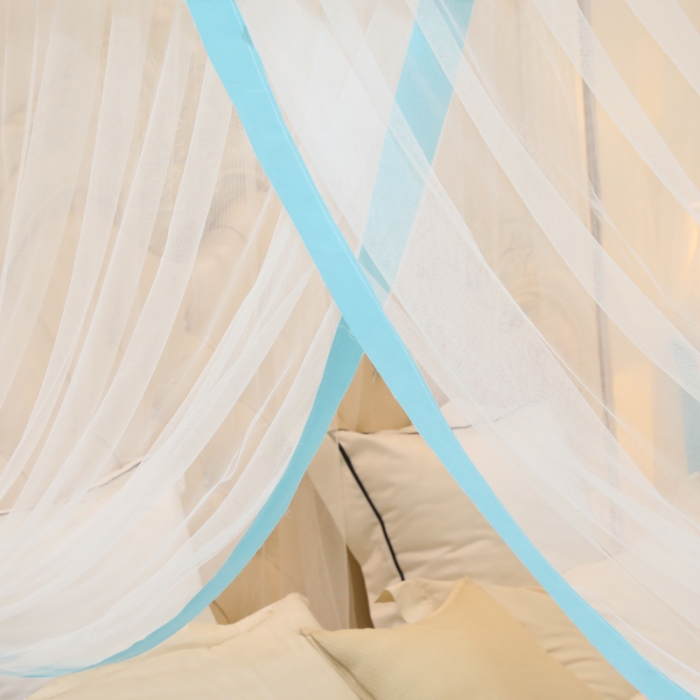 91家纺网 家纺一手货源 找家纺 （总）迷仙巢2022新款三开门落地式防尘顶蚊帐-A20清欢