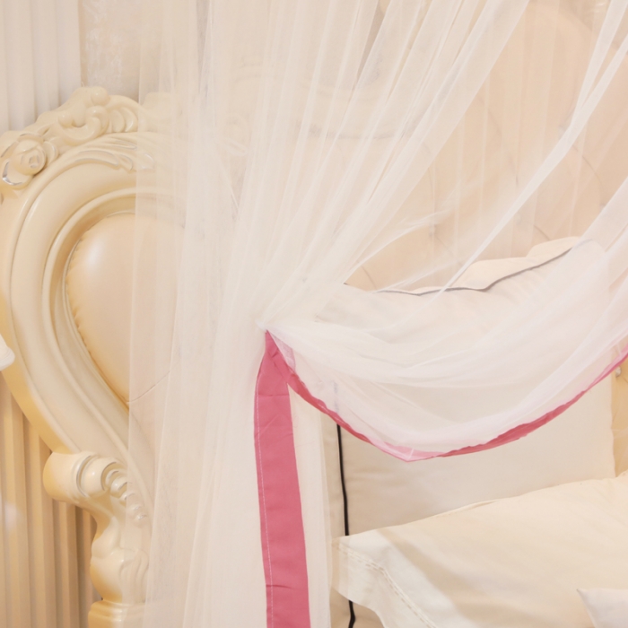 91家纺网 家纺一手货源 找家纺 迷仙巢2022新款三开门落地式防尘顶蚊帐A20清欢清欢-豆沙