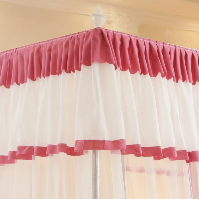 91家纺网 家纺一手货源 找家纺 迷仙巢2022新款三开门落地式防尘顶蚊帐A20清欢清欢-豆沙