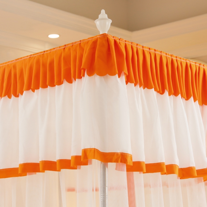 91家纺网 家纺一手货源 找家纺 迷仙巢2022新款三开门落地式防尘顶蚊帐A20清欢 欢-橘黄