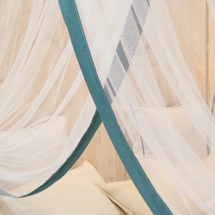 91家纺网 家纺一手货源 找家纺 迷仙巢2022新款三开门落地式防尘顶蚊帐A20清欢清欢-墨绿