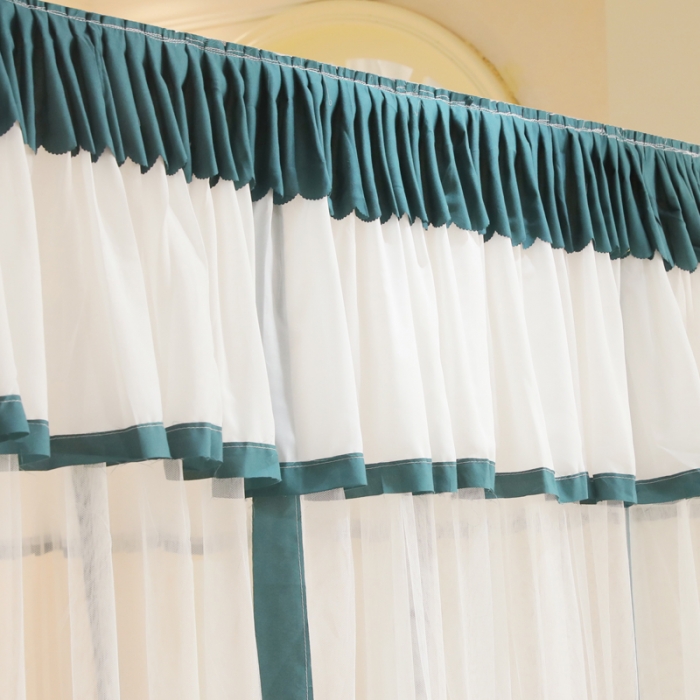 91家纺网 家纺一手货源 找家纺 迷仙巢2022新款三开门落地式防尘顶蚊帐A20清欢清欢-墨绿