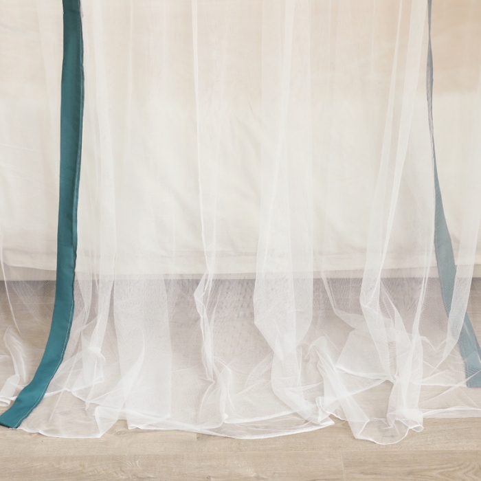 91家纺网 家纺一手货源 找家纺 迷仙巢2022新款三开门落地式防尘顶蚊帐A20清欢清欢-墨绿