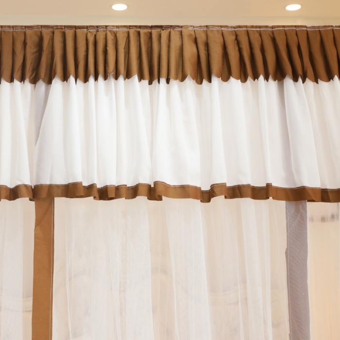 91家纺网 家纺一手货源 找家纺 迷仙巢2022新款三开门落地式防尘顶蚊帐A20清欢清欢-浅咖