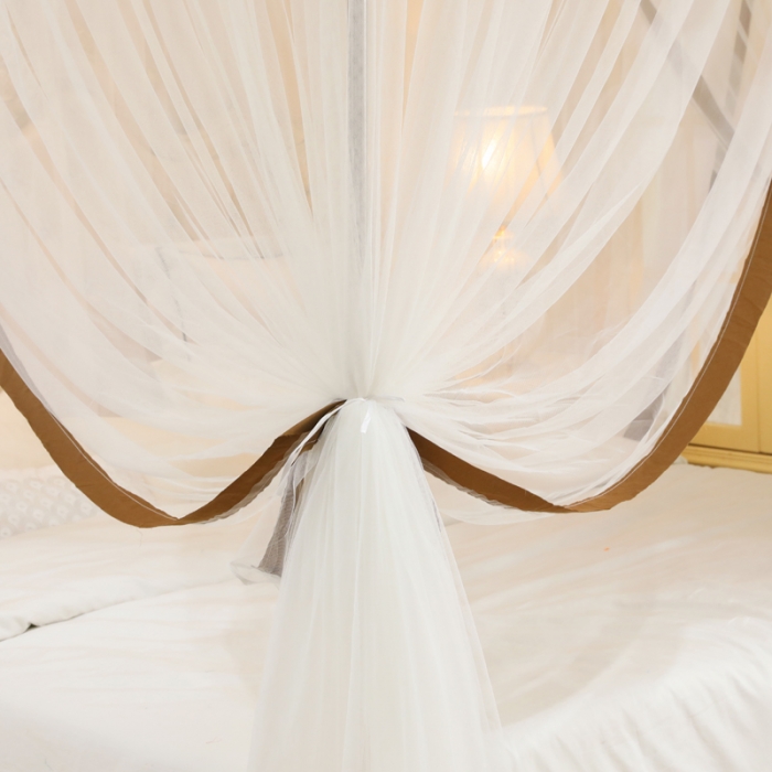 91家纺网 家纺一手货源 找家纺 迷仙巢2022新款三开门落地式防尘顶蚊帐A20清欢清欢-浅咖