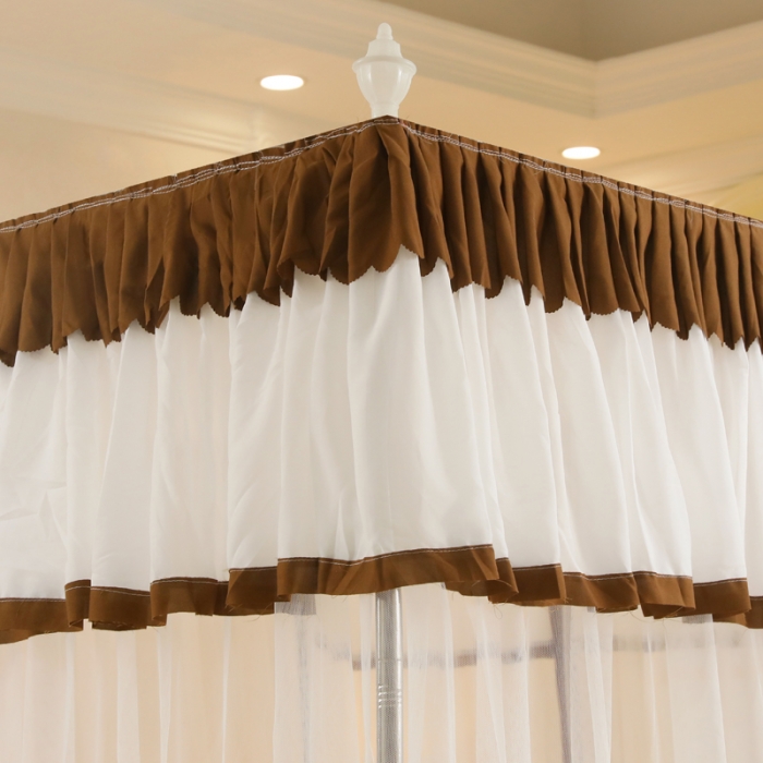 91家纺网 家纺一手货源 找家纺 迷仙巢2022新款三开门落地式防尘顶蚊帐A20清欢清欢-浅咖