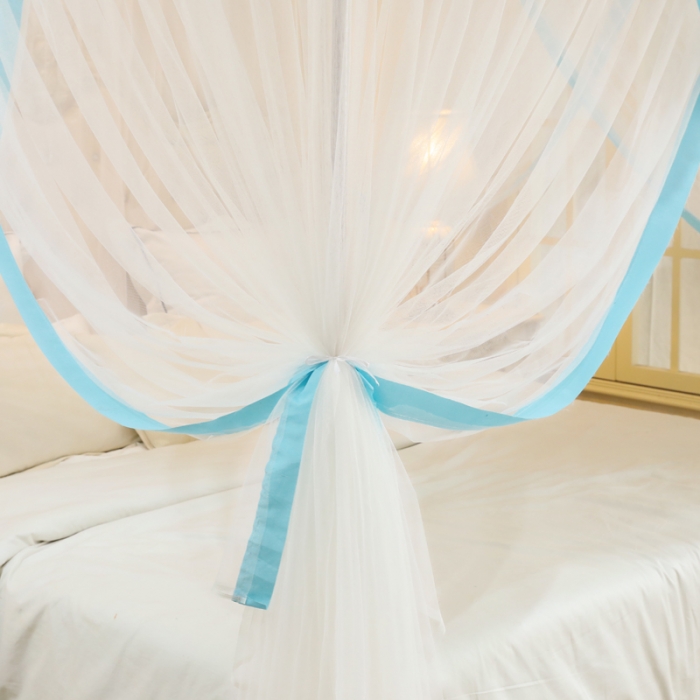 91家纺网 家纺一手货源 找家纺 迷仙巢2022新款三开门落地式防尘顶蚊帐A20清欢清欢-天蓝