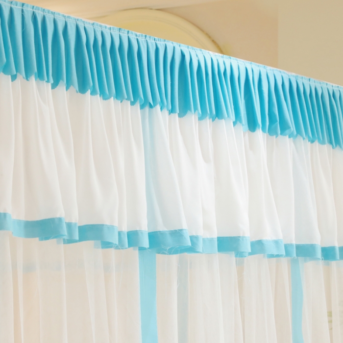 91家纺网 家纺一手货源 找家纺 迷仙巢2022新款三开门落地式防尘顶蚊帐A20清欢清欢-天蓝